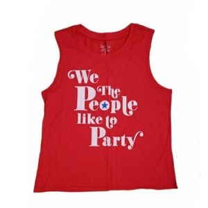 Zoe + Liv We The People Like To Party Tee Shirt Size XL NWOT Patriotic Red